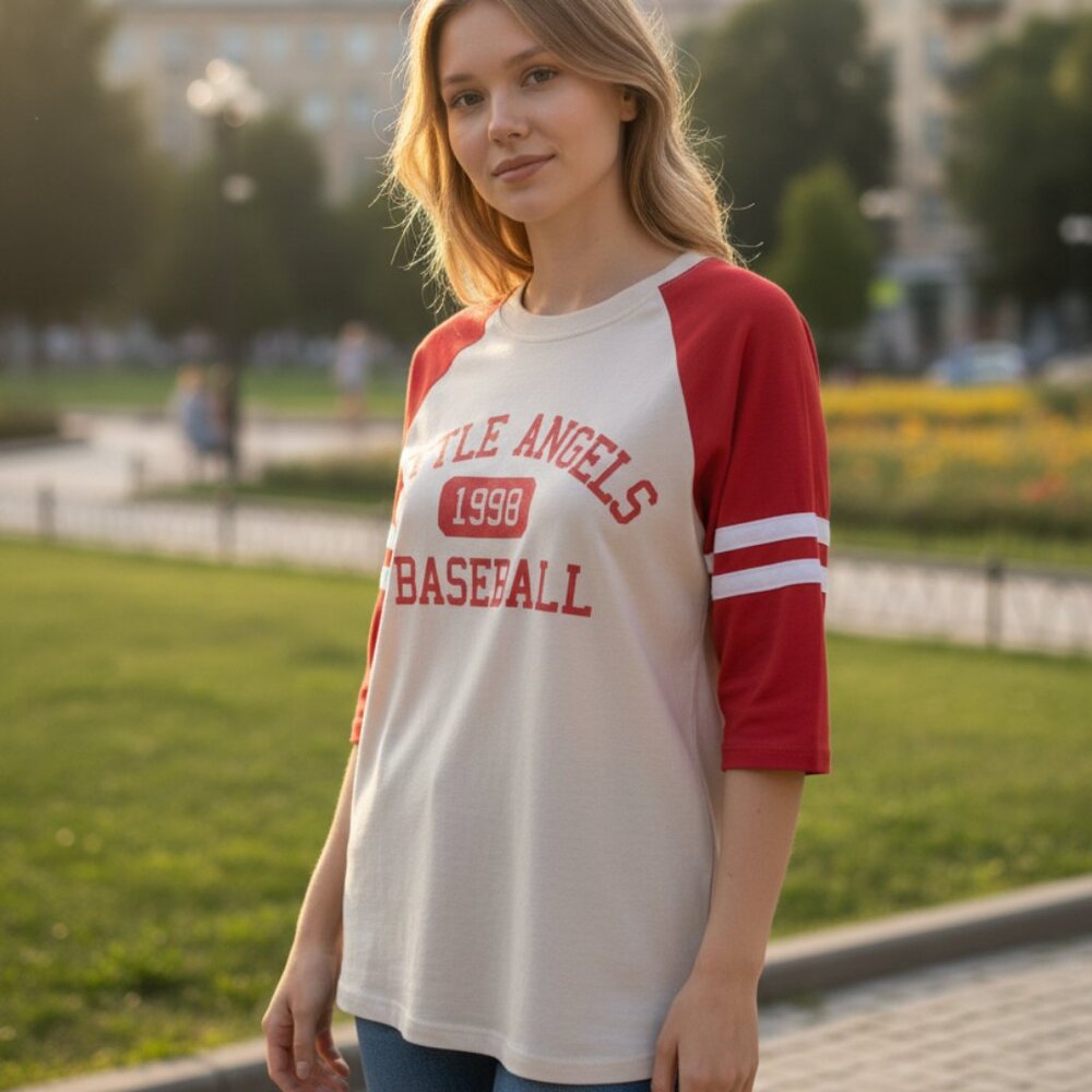 Daydreamer LA - Little Angels Baseball Raglan Ringer - Size Large - NWT